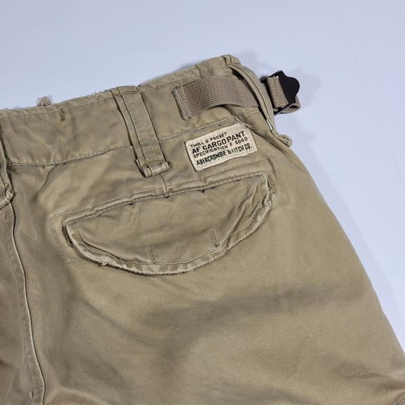 Abercrombie Fitch Men's Twill 6 Pocket AF Cargo Pant Button Fly Beige Size 28x31 - Picture 10 of 12